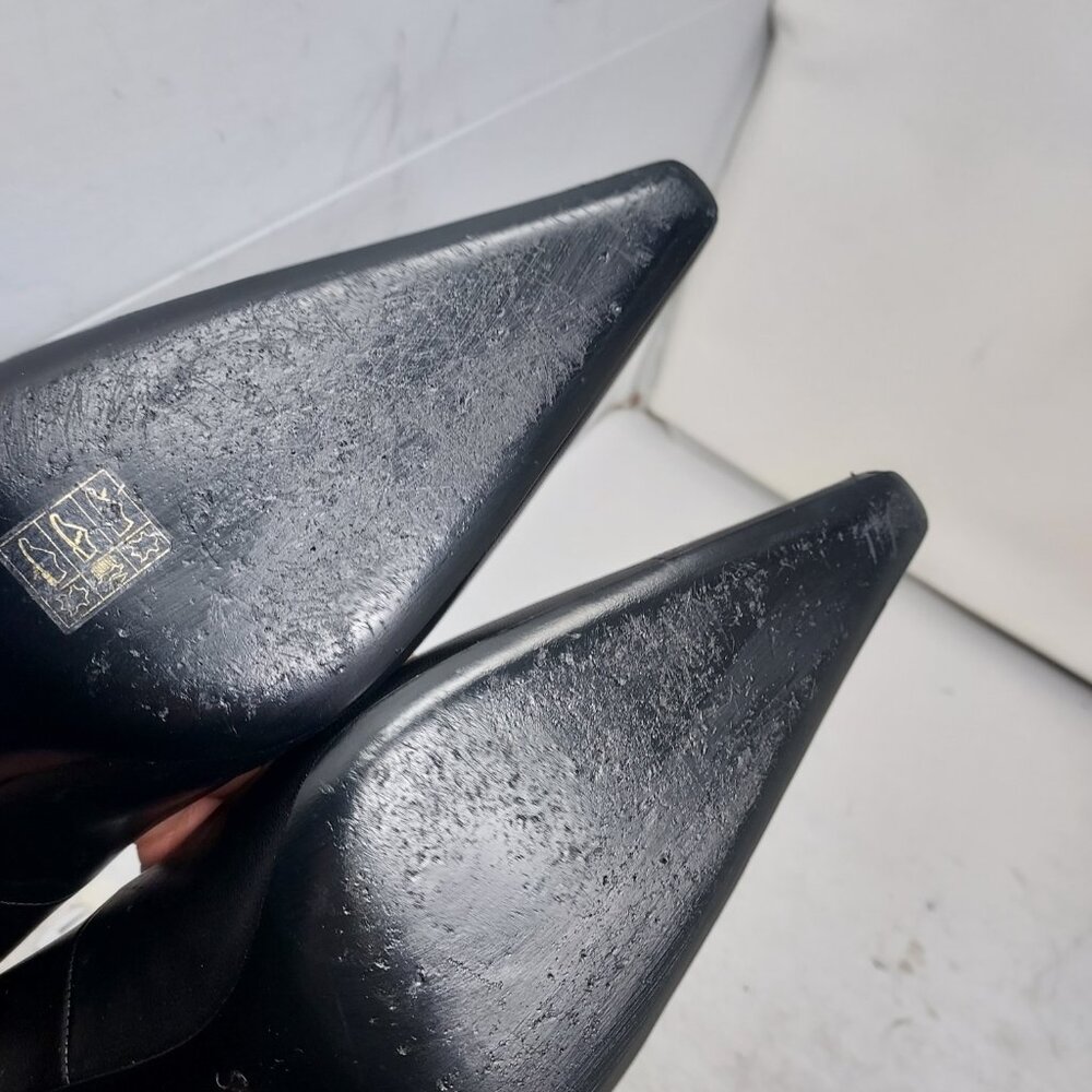 Saint Laurent YSL Anne-Marie Black Leather Square Toe Pump Shoe - Picture 13 of 13